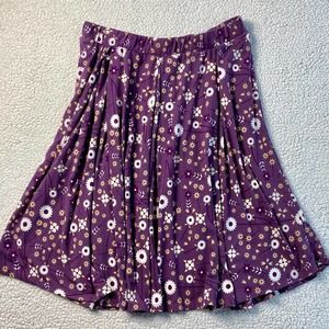 LuLaRoe Floral Midi Pleated Skirt Purple‎ Size XL